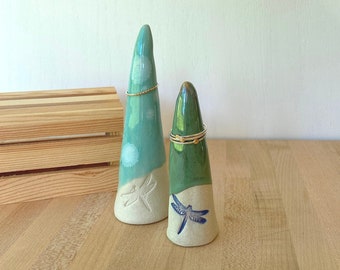 Ring Cone, Ceramic Ring Cone, Ring Holder, Ring Tree, Dragonfly, Jewelry Display, Jewelry Storage, Engagement Ring Holder, Vermont Pottery