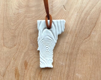 Vermont Ornament, VT Christmas Pottery, #802, Pottery Christmas Ornament, Handmade Farmhouse Christmas, Rustic Decor, Vermont Pottery