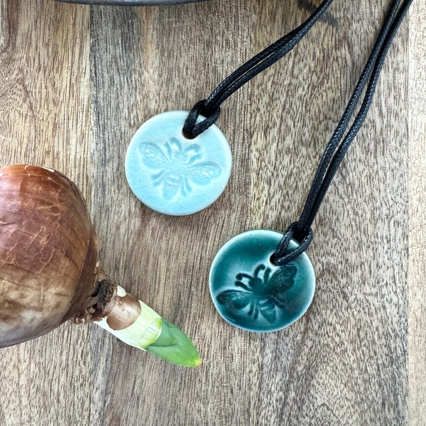 Bee Diffuser Necklace, Aromatherapy Necklace, Essential Oil Necklace, Self-Care, Ceramic Aromatherapy Pendant, Spa Gift, Vermont Pottery