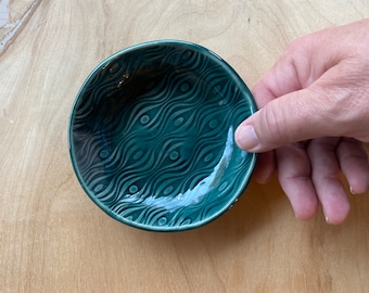 Prep Bowl, Mise en Place, Ceramic Spice Bowl, Ring Dish, Emerald Green Pottery, Trinket or Dip Dish, Tiny Stoneware Dish, Vermont Pottery