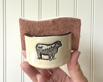Sponge Holder, Sheep Sponge Holder, Farmhouse Kitchen Decor, Gift for Mom, Kitchen Tools, French Country, Vermont Pottery