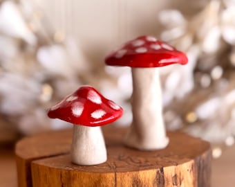 Ceramic Mushroom, Mushroom Decor, Spotted Mushie, Amenita Muscaria, Fairy Garden