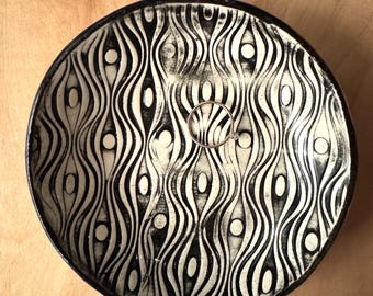 Small Bowl, Trinket Dish, Ring Dish, Black and White Decor, Gift for Him, Gift for Husband, Gift for Girlfriend, Pottery Bowl