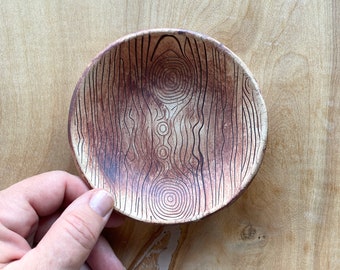 Small Bowl, Woodgrain Ceramic Bowl, Ring Dish, Catchall, Gift for Dad, Faux Bois Woodgrain Pottery, Tiny Stoneware Dish, Vermont Pottery