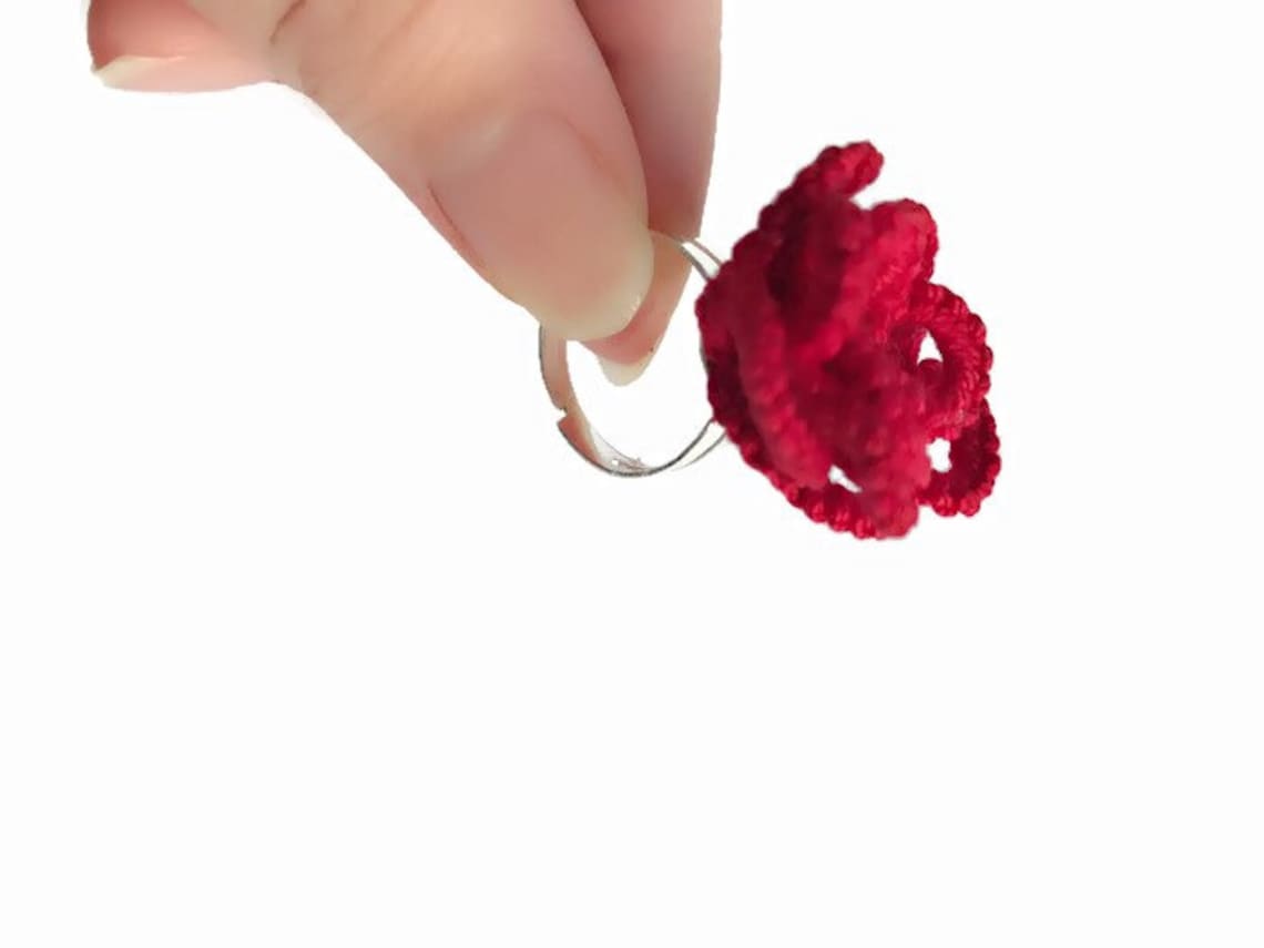 Tatting lace rose ring//Tatted rose ring //Gift for her Etsy
