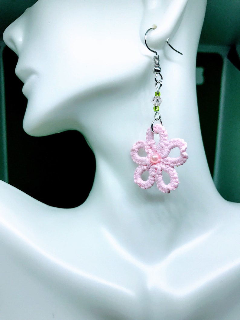 Tatted Earrings Sakura Cherry Blossom