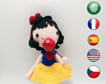 Modèle de poupée Amigurumi / Modèle de poupée au crochet / Tutoriel photo / Modèle PDF / Jouet au crochet pour Blanche-Neige PDF en anglais.