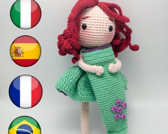 Amigurumi Doll Crochet Pattern Ariel the mermaid Multi-Language (PDF)