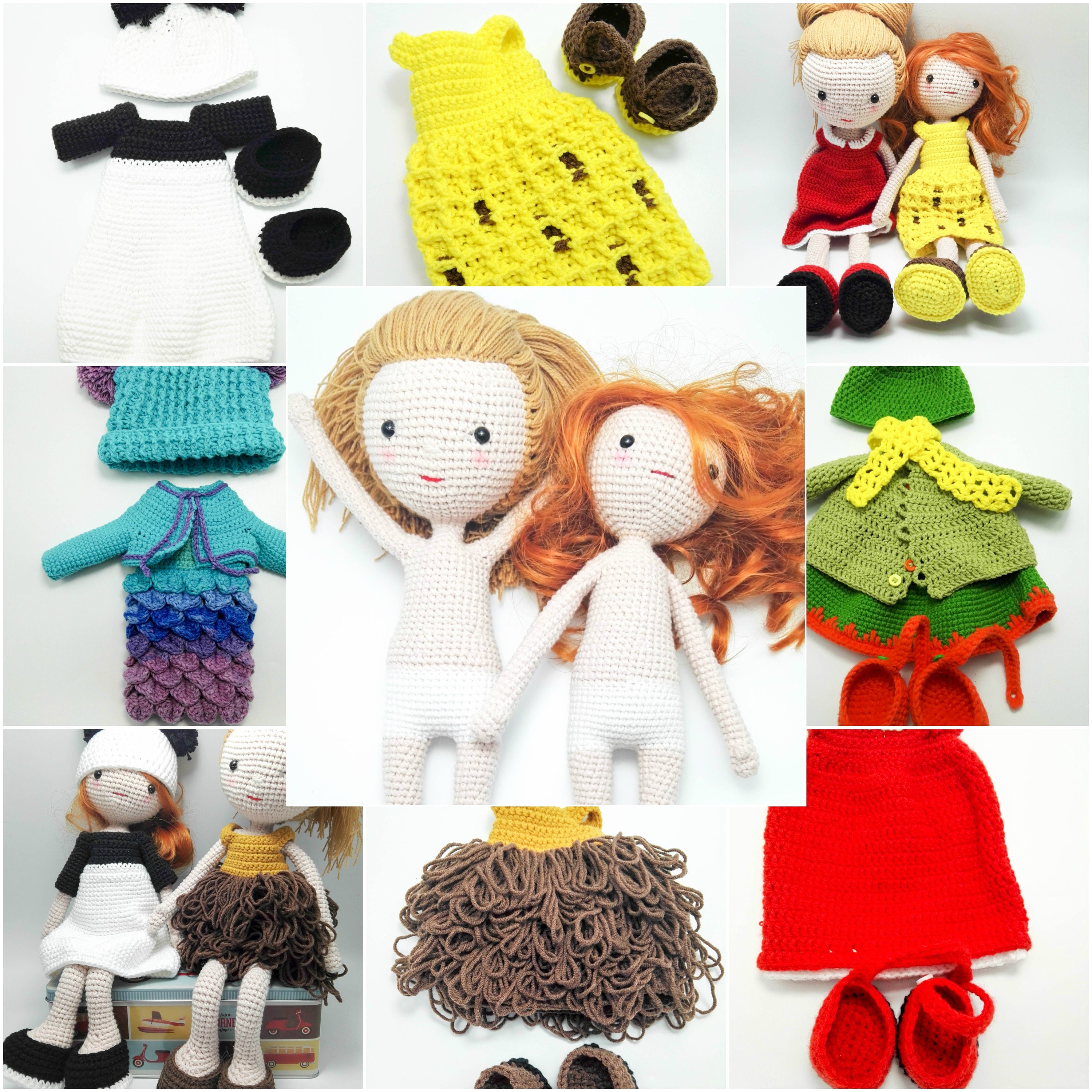 Dress Me up Crochet Doll Pattern and 6 Outfits Amigurumi Doll Etsy