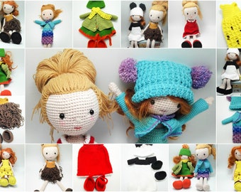 Crochet Doll Pattern, 6 Outfits, Amigurumi Doll (PDF Pattern)