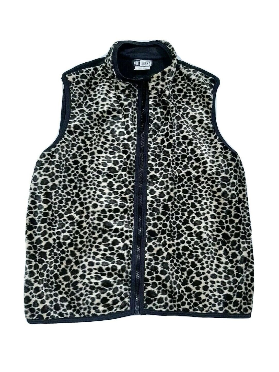 Knit Works Womens Leopard Faux Fur Black Fleece Vest MEDIUM Etsy