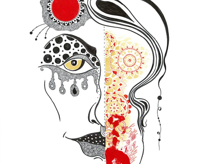 BIZARRE RED - original ink drawing by Silvia Pavlova