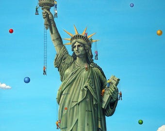 UPGRADED LIBERTY - original oil painting by Grigor Velev