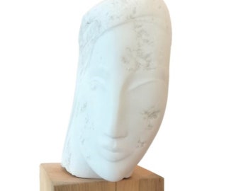 PORTRAIT OF A GIRL - original marble sculpture by Rasho Mitev