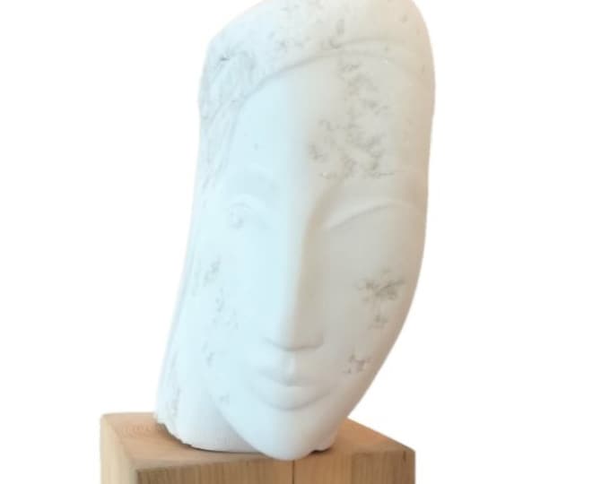 PORTRAIT OF A GIRL - original marble sculpture by Rasho Mitev