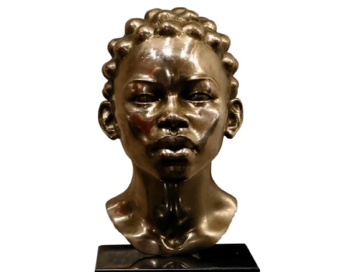 PORTRAIT OF A GIRL #1 - bronze sculpture by Tsvetan Nikolov