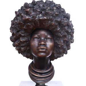 The Girl With The Wild Hair - bronze sculpture by Tsvetan Nikolov
