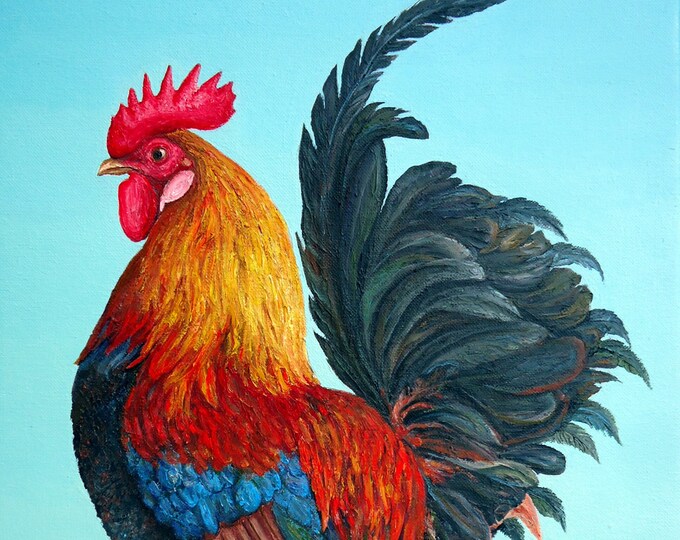 WELSUMMER ROOSTER - original oil painting by Grigor Velev