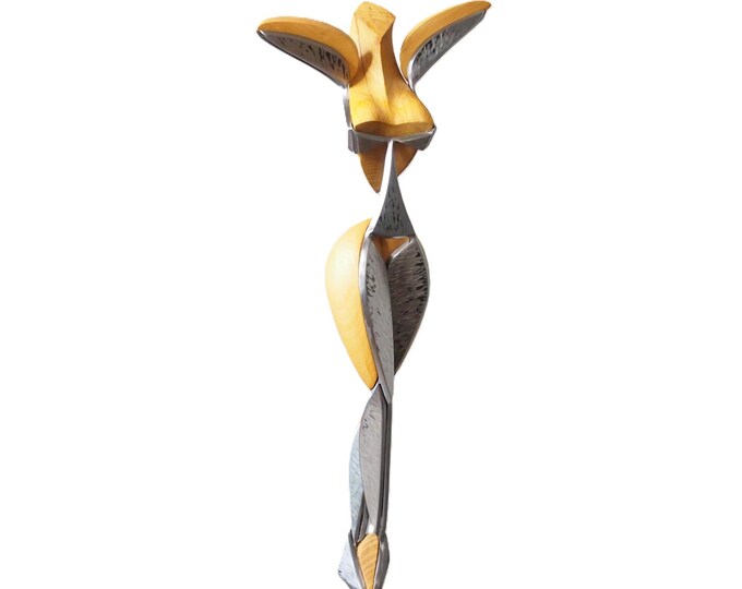 CATWALK VIII - original steel and wood sculpture by Stevlin Yovchev