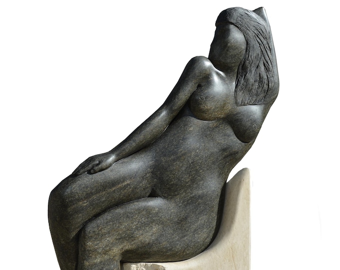 MUSE OF CONTEMPLATION - original stone sculpture by Ognyan Chitakov