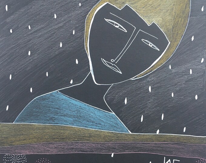 WHEN IT RAINS - original drawing by Irina Goleva