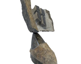 BLACK IRIS - original stone sculpture by Rasho Mitev