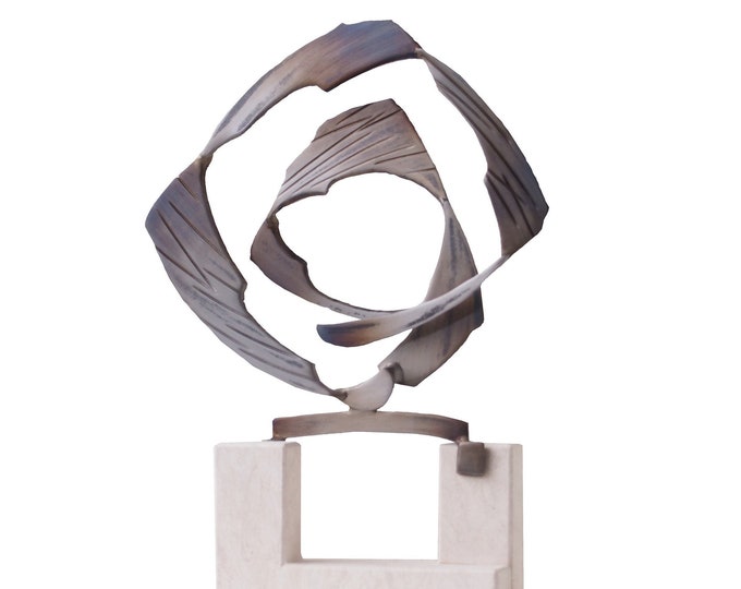 ROCK - original steel and limestone sculpture by Stevlin Yovchev