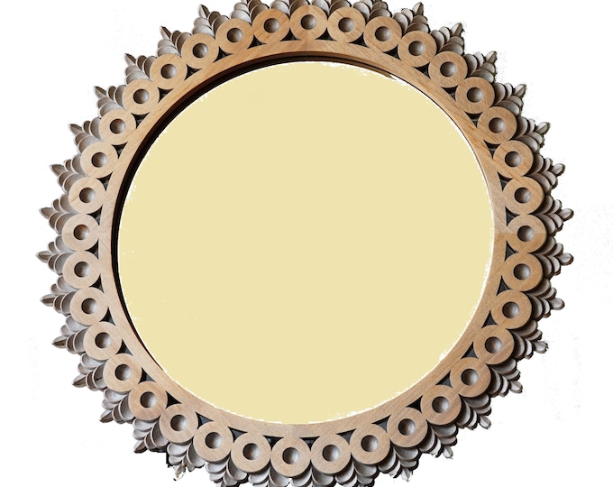 SUNFLOWER II - original wood wall sculptural mirror by Sava Draganov