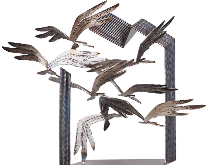 BIRDS II - original steel sculpture by Stevlin Yovchev