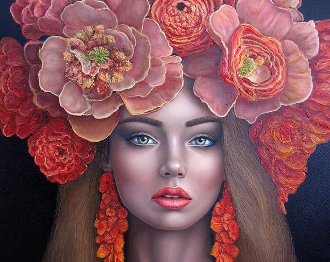 EMPRESS OF PETALS - original oil painting by Grigor Velev