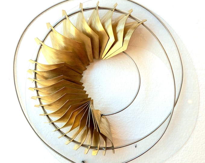 GOLD SWIRL - original brass and steel wall sculpture by Evgeniq Ivanova