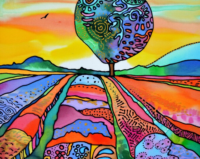 FURROW - original silk painting by Silvia Pavlova