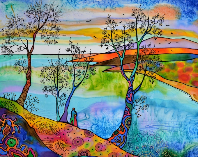 RIVER SONG - original silk painting by Silvia Pavlova