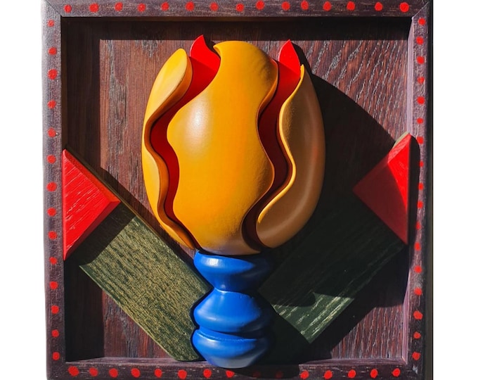 YELLOW TULIP - original wood wall sculpture by George Troyanov