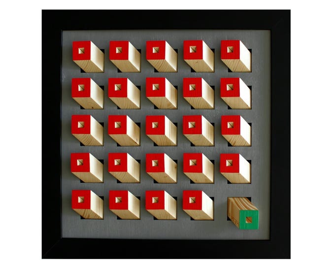 THINK DIFFERENT - original wood wall sculpture by Nikolay Martinov