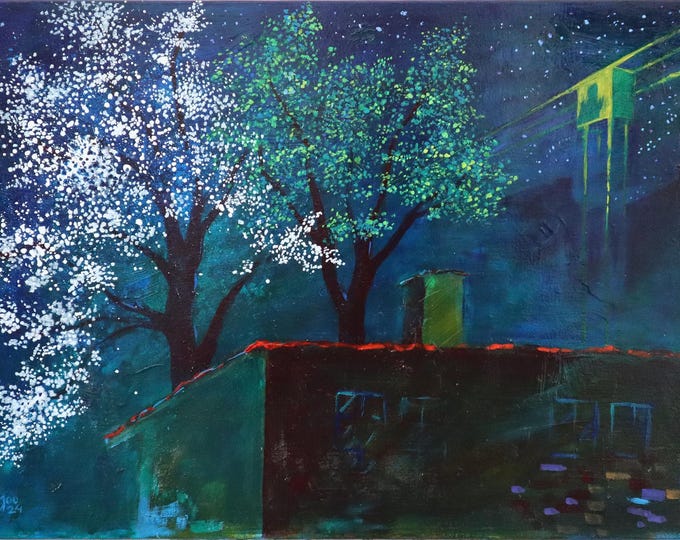 NIGHT FLIGHT - original oil painting by Hristo Hristov