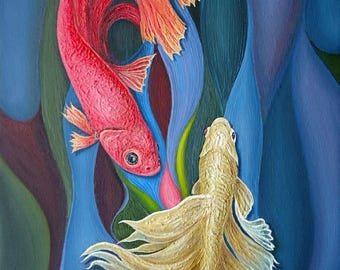 UNDERWATER CARESS II - original oil painting by Grigor Velev