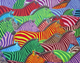 ZIG ZAG ZEBRAS - original oil painting by Grigor Velev