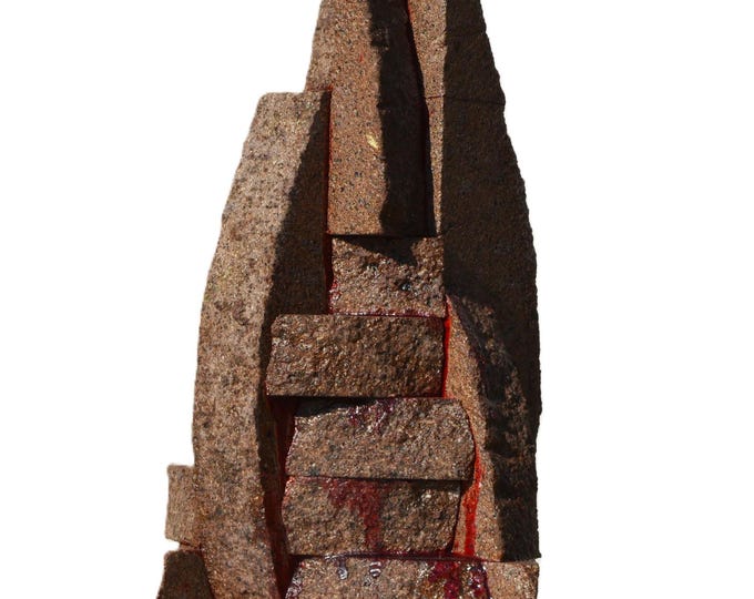 CRIMSON MONOLITH - original stone sculpture by Ognyan Chitakov
