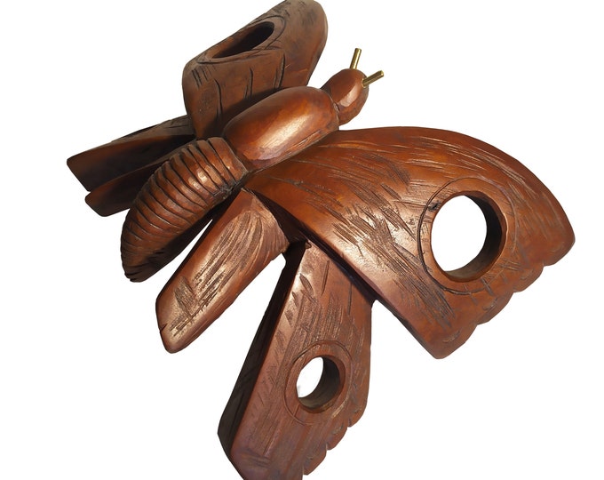 NIGHT BUTTERFLY - original wood sculpture by George Troyanov