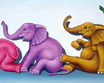 JOYFUL GIANTS - original oil painting by Grigor Velev