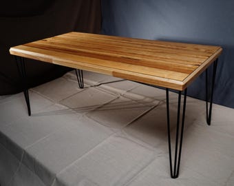 Wooden Table with Metal Legs - wood art design furniture by Sava Draganov