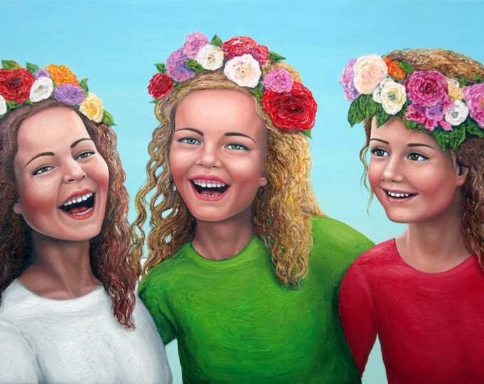 THREE SISTERS - original oil painting by Grigor Velev