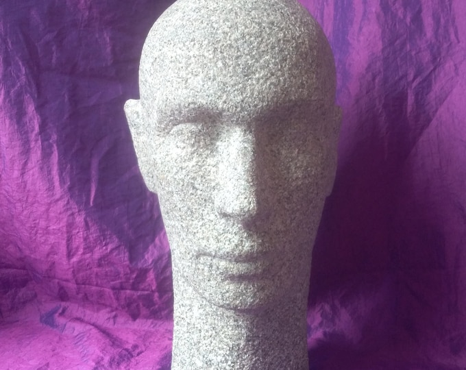 YOUNG MAN PORTRAIT - original stone sculpture by Rasho Mitev