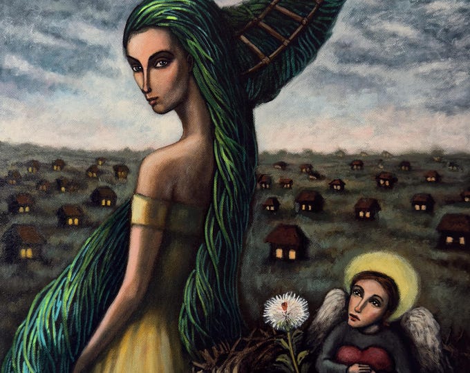 GUARDIAN OF HEART - original acrylic painting by Nikola Gulev