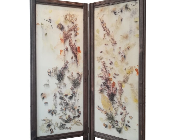 FROM THE EARTH 4 - original folding screen, botanical eco print on silk room divider by Irina Goleva