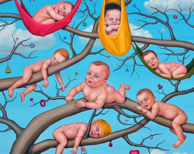 NEWBORN THOUGHTS - original oil painting by Grigor Velev