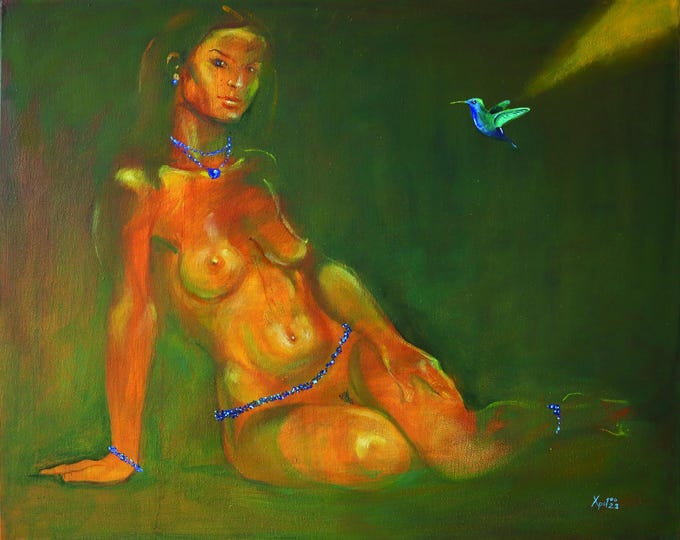 WHISPERS Of THE HUMMINGBIRD - original oil painting by Hristo Hristov