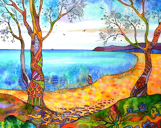 BLISSFUL SUMMER DAY - original silk painting by Silvia Pavlova