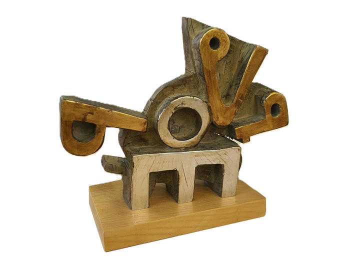 GLAGOLITIC III - original wood sculpture by George Troyanov